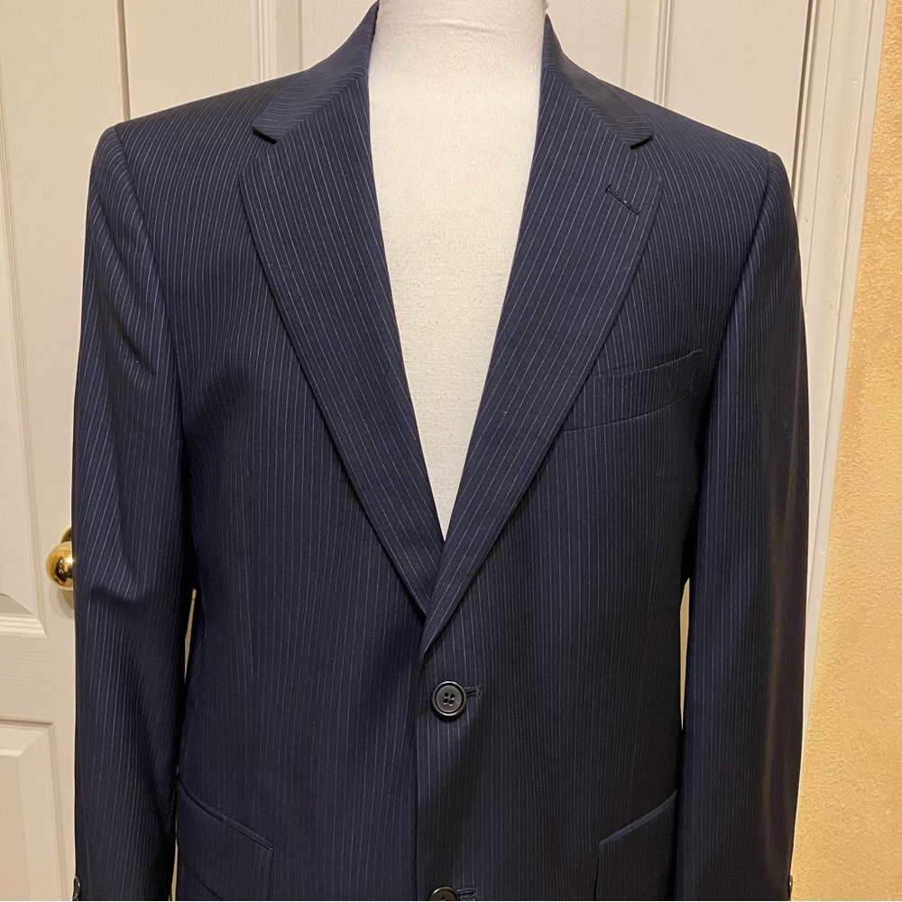 DANIEL CREMIEUX Blazer SUIT JACKET Loro Piana BLUE Pinstripe - Sz 40 R Excellent - Picture 5 of 14